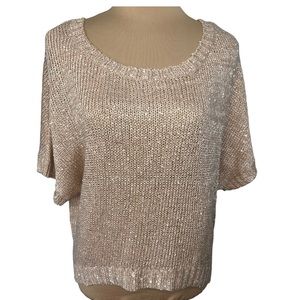 Willi Smith Sparkle Scoop Neck Drop Sleeve Sweater Size L